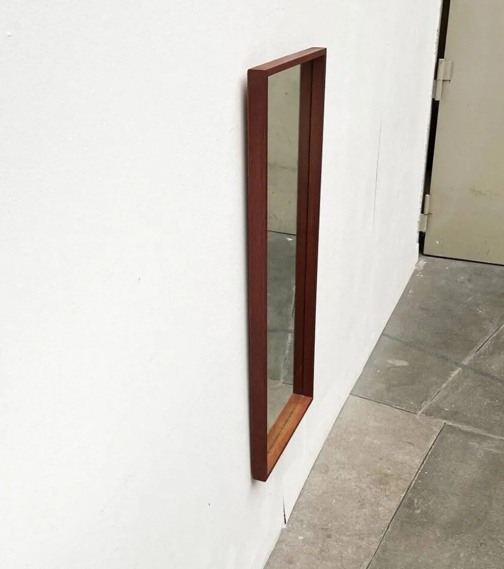 Miroir minimaliste mid-century allemand en teck de Zier-Form, années 1960