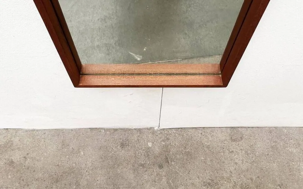 Miroir minimaliste mid-century allemand en teck de Zier-Form, années 1960