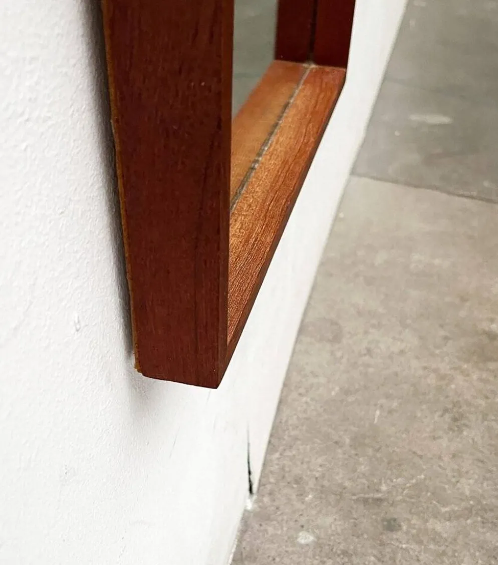 Miroir minimaliste mid-century allemand en teck de Zier-Form, années 1960