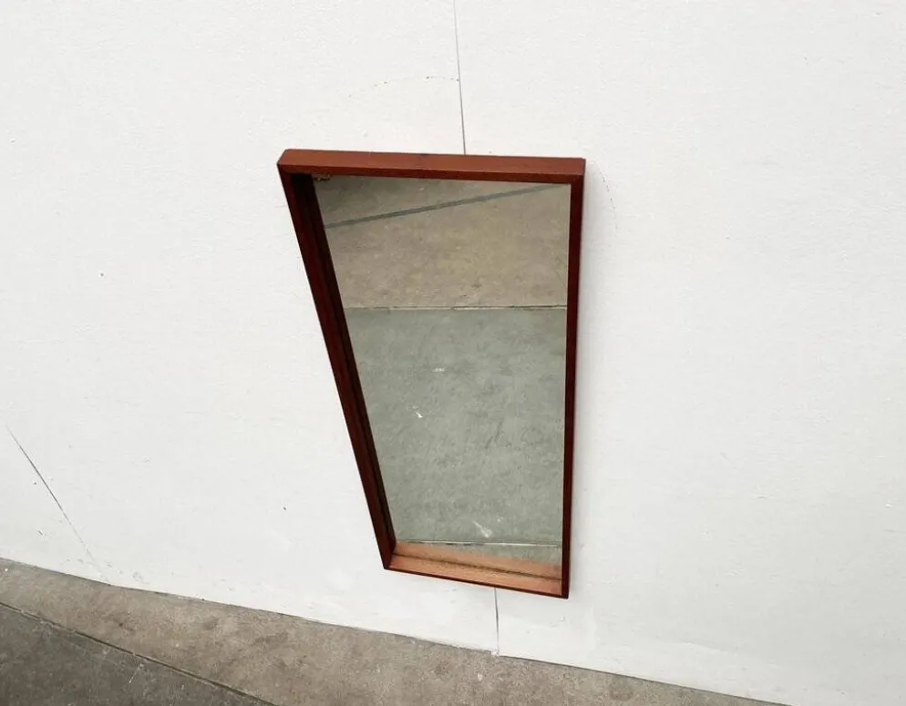 Miroir minimaliste mid-century allemand en teck de Zier-Form, années 1960