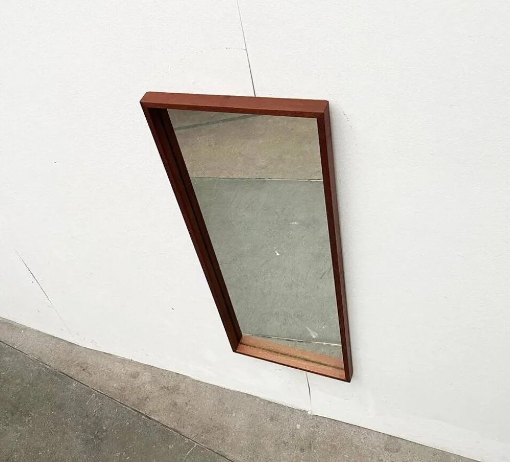 Miroir minimaliste mid-century allemand en teck de Zier-Form, années 1960