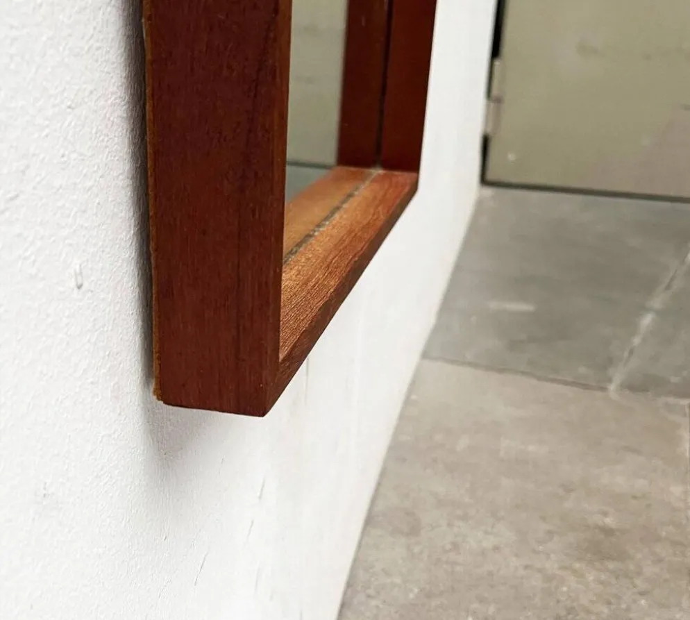 Miroir minimaliste mid-century allemand en teck de Zier-Form, années 1960