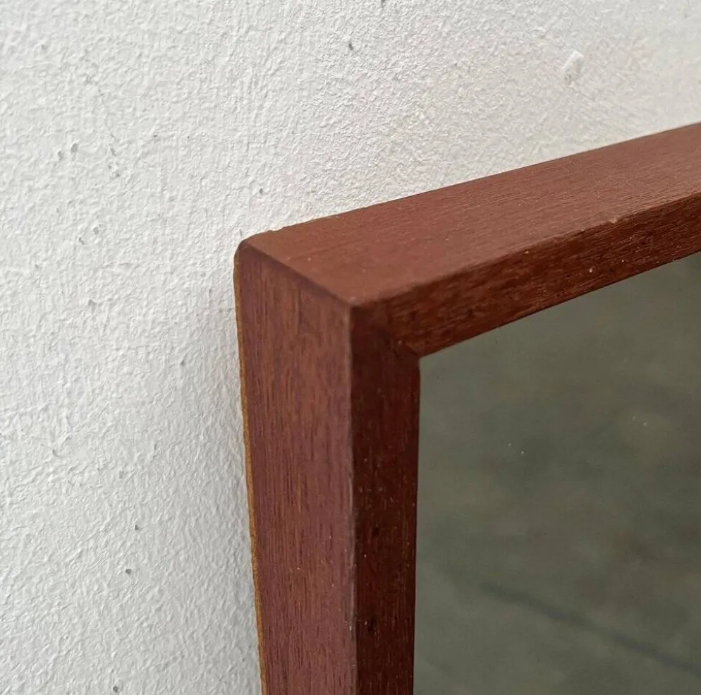 Miroir minimaliste mid-century allemand en teck de Zier-Form, années 1960