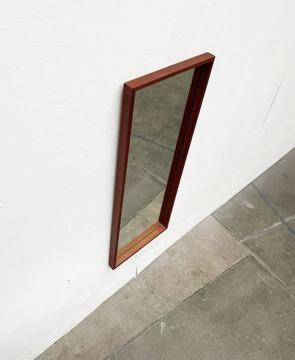 Miroir minimaliste mid-century allemand en teck de Zier-Form, années 1960