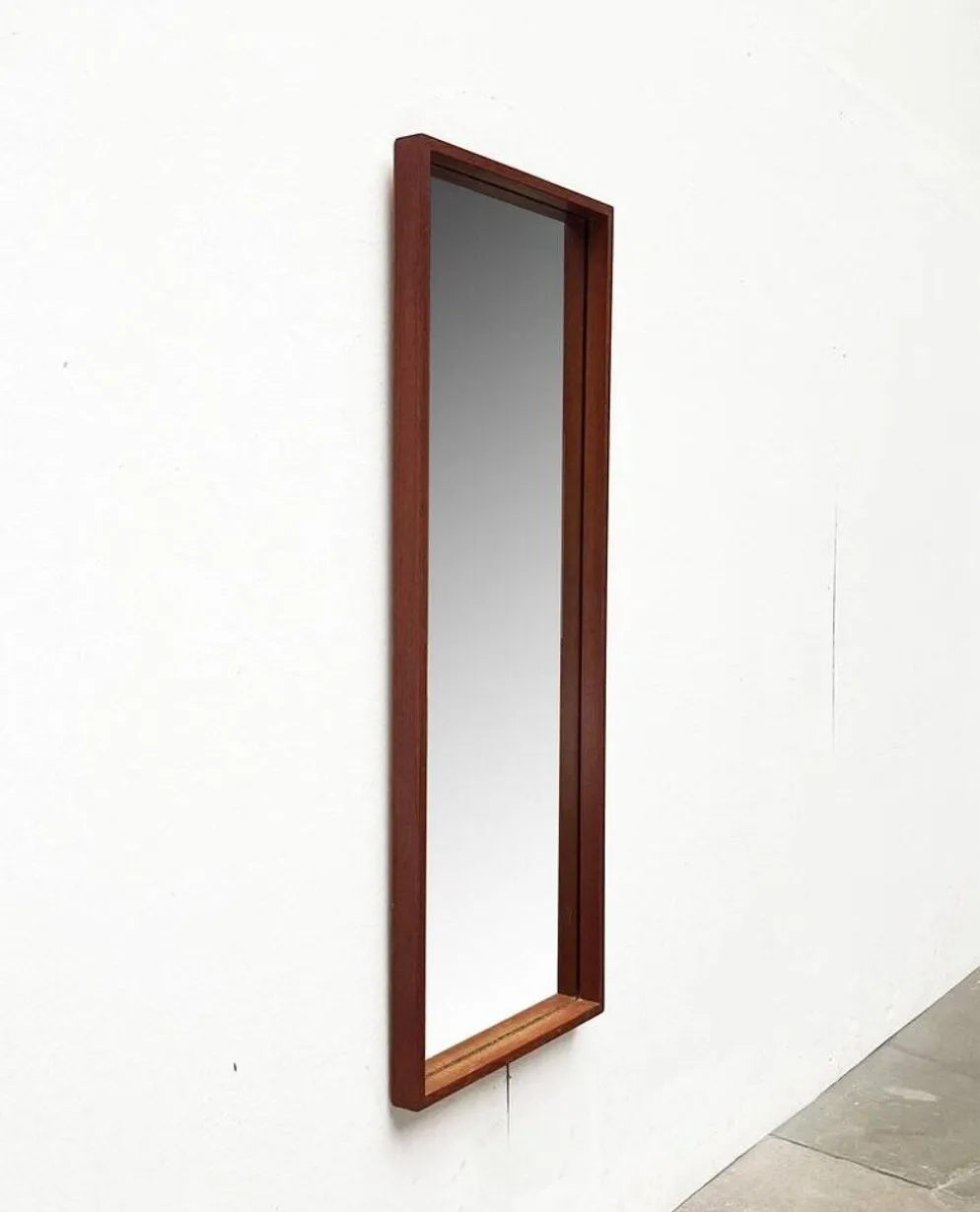 Miroir minimaliste mid-century allemand en teck de Zier-Form, années 1960