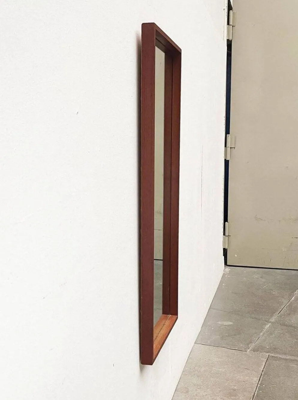 Miroir minimaliste mid-century allemand en teck de Zier-Form, années 1960