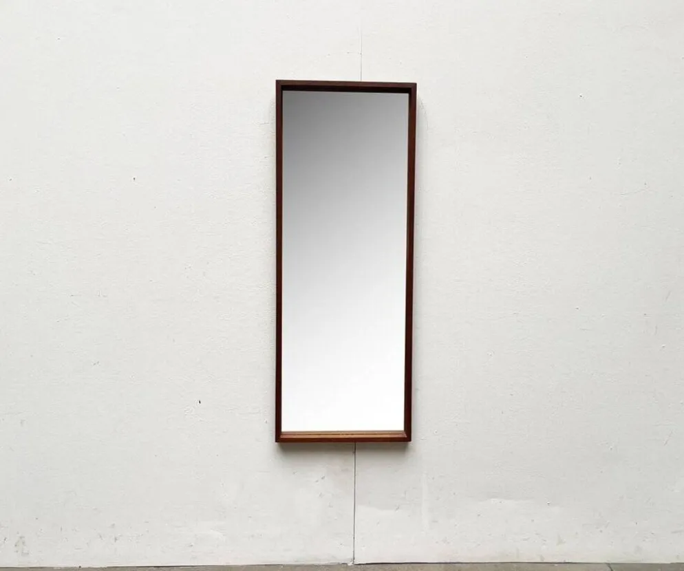 Miroir minimaliste mid-century allemand en teck de Zier-Form, années 1960