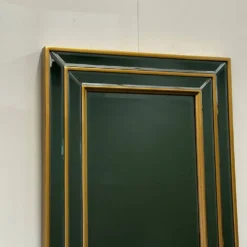 Miroir moderne du milieu du siècle avec cadre en laiton superposé, années 1980
