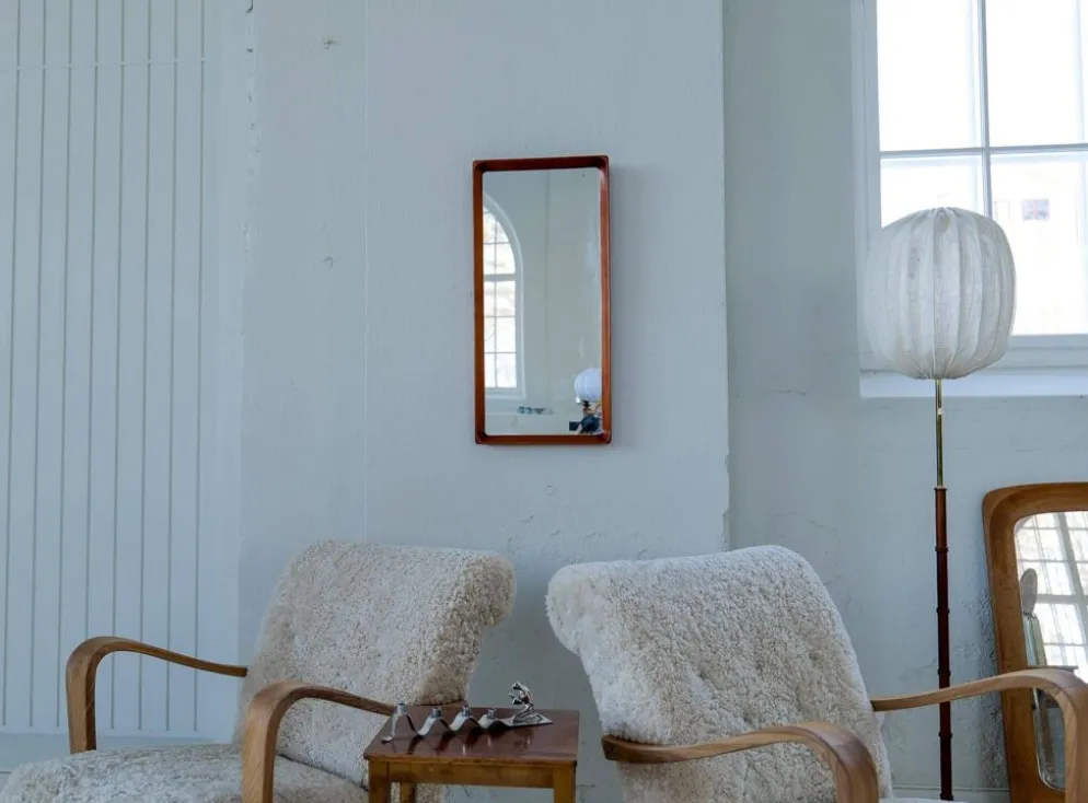 Miroir moderne suédois en acajou années 1940