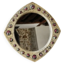 Miroir moderniste, J Capo Esmaltes, bois et émail