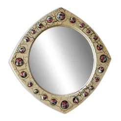 Miroir moderniste, J Capo Esmaltes, bois et émail