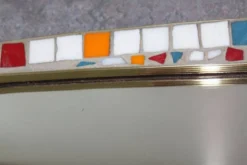 Miroir mosaïque et laiton, forme libre, Hollande, 50’s.