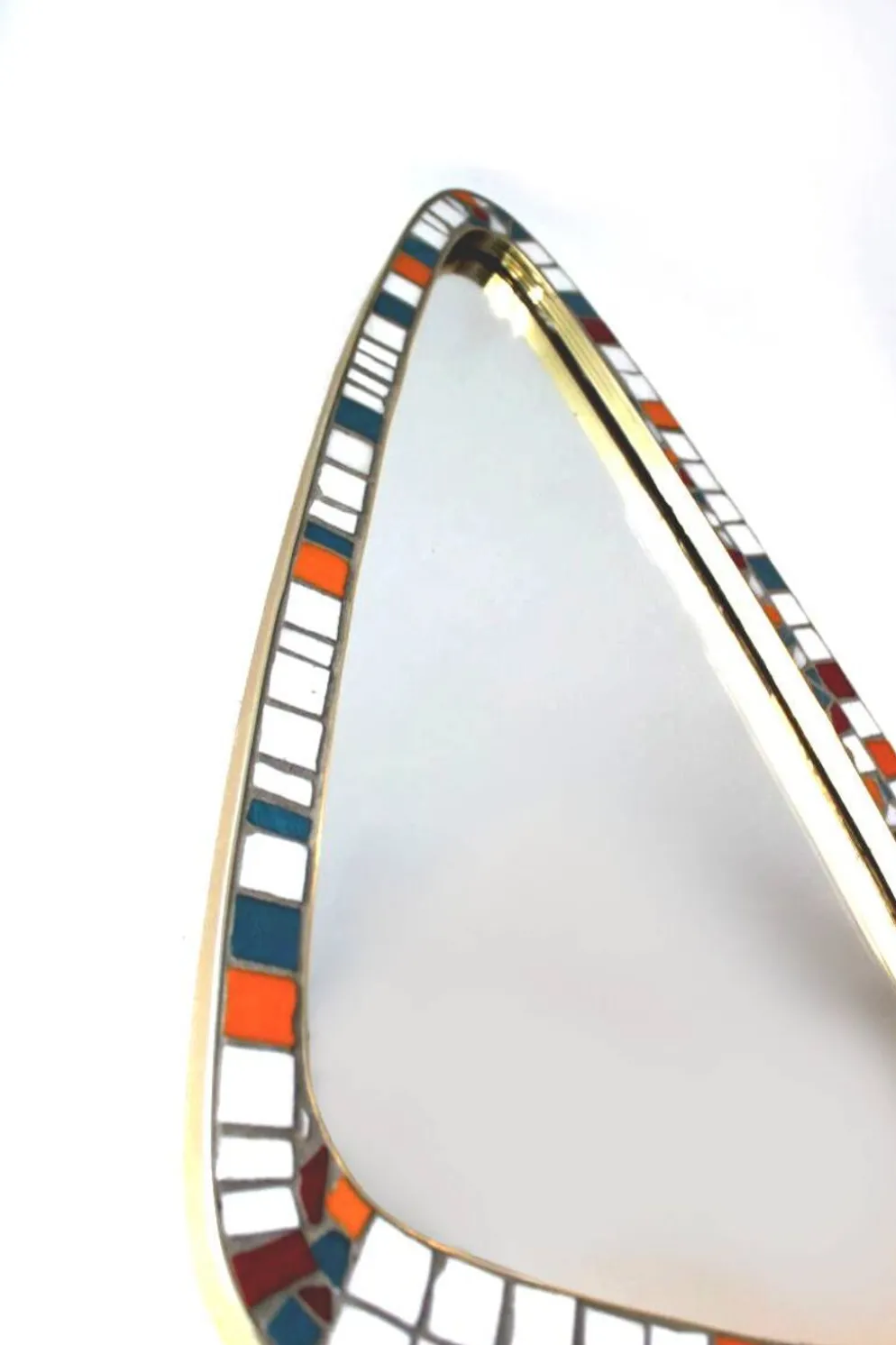 Miroir mosaïque et laiton, forme libre, Hollande, 50’s.