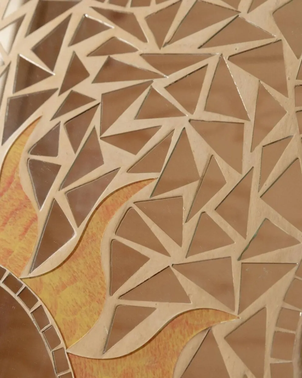 Miroir mosaïque vintage motif soleil - Pièce unique Italie années 1970 - Beaux détails, très décoratif, style bohème, idée cadeau