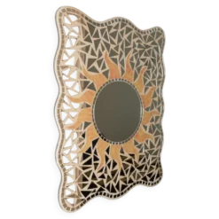 Miroir mosaïque vintage motif soleil - Pièce unique Italie années 1970 - Beaux détails, très décoratif, style bohème, idée cadeau