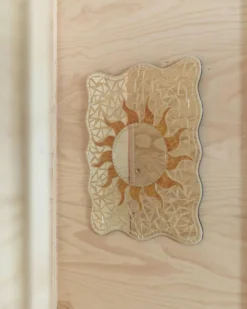 Miroir mosaïque vintage motif soleil - Pièce unique Italie années 1970 - Beaux détails, très décoratif, style bohème, idée cadeau