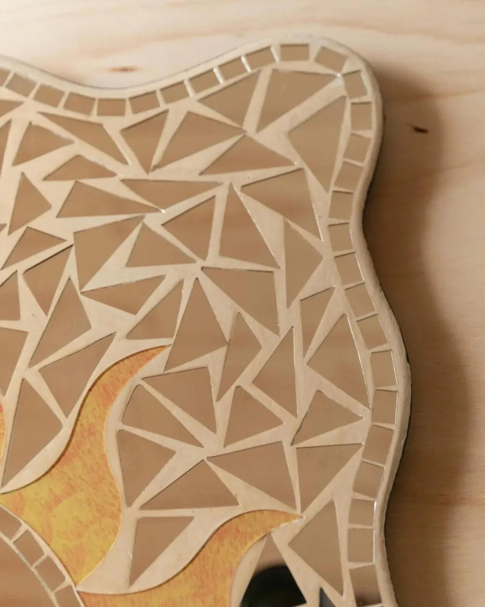 Miroir mosaïque vintage motif soleil - Pièce unique Italie années 1970 - Beaux détails, très décoratif, style bohème, idée cadeau