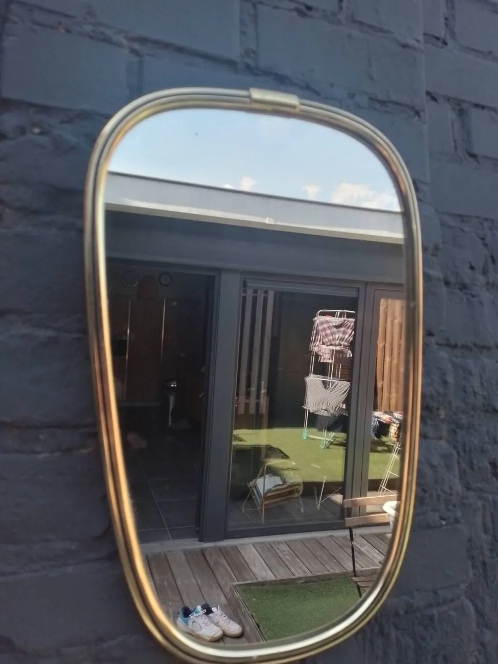 Miroir métal doré Karl Lenz 60' vintage