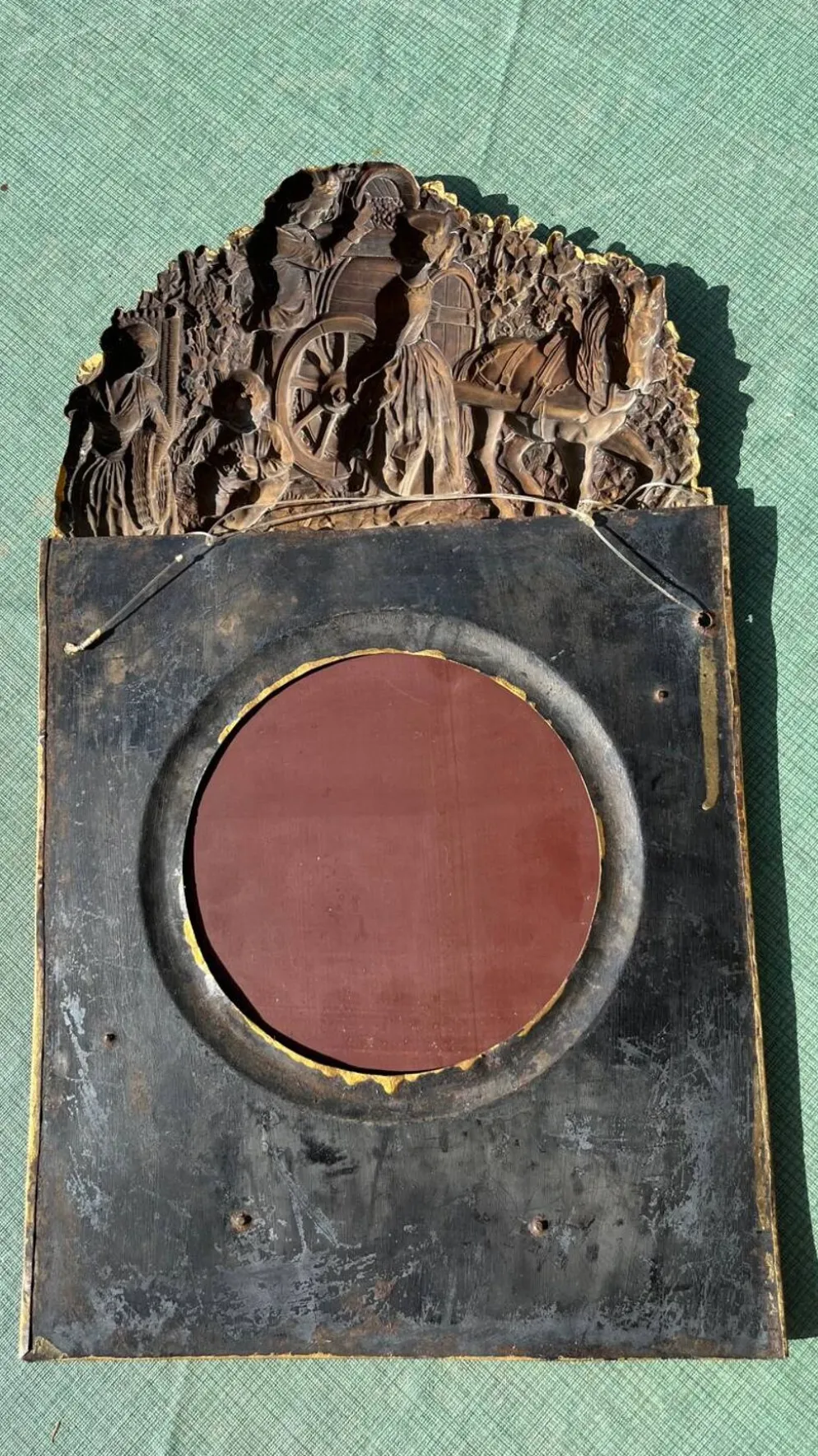Miroir métal doré 27x 47 vintage