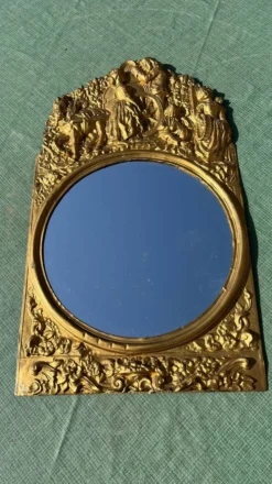 Miroir métal doré 27x 47 vintage