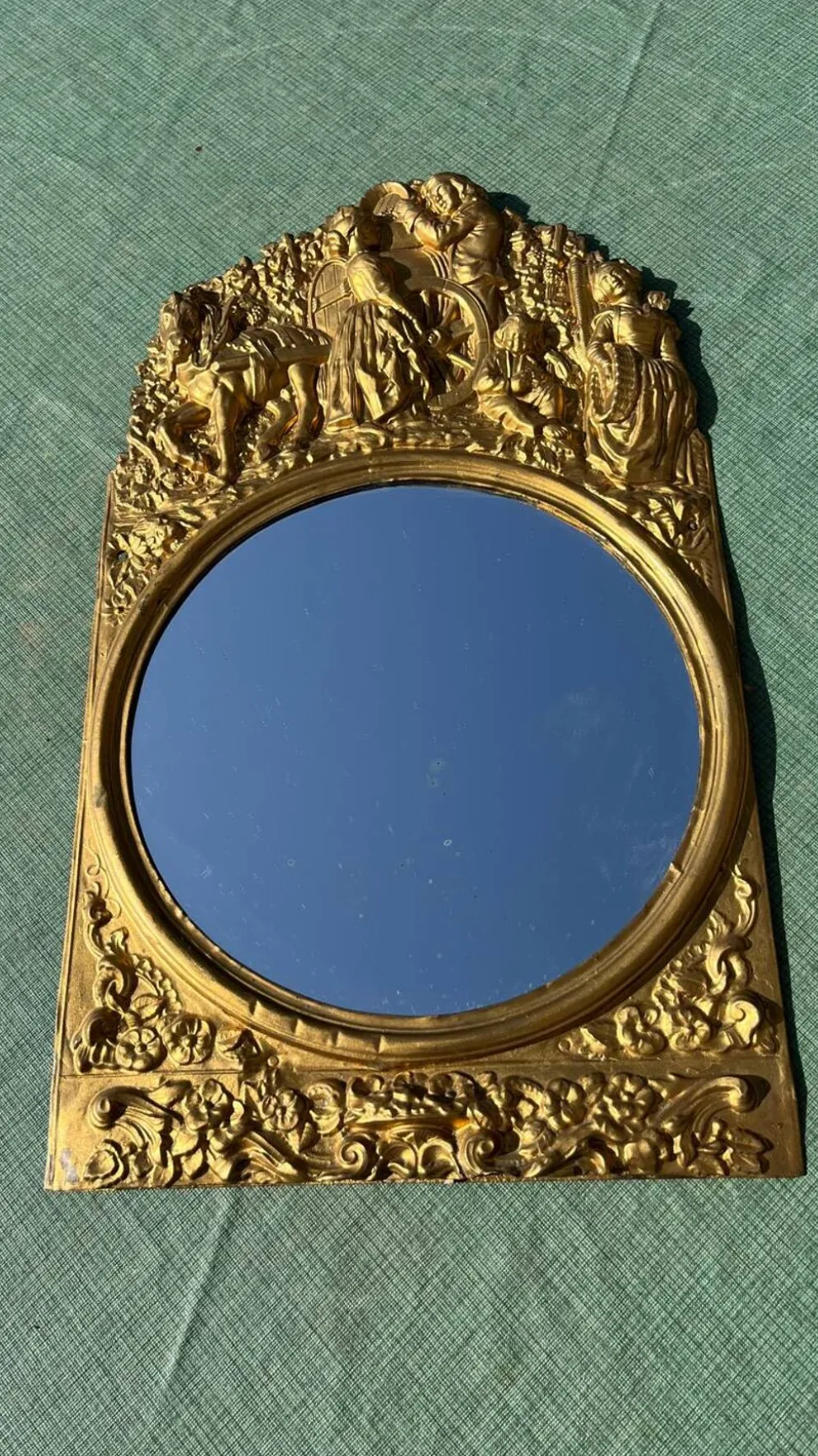 Miroir métal doré 27x 47 vintage