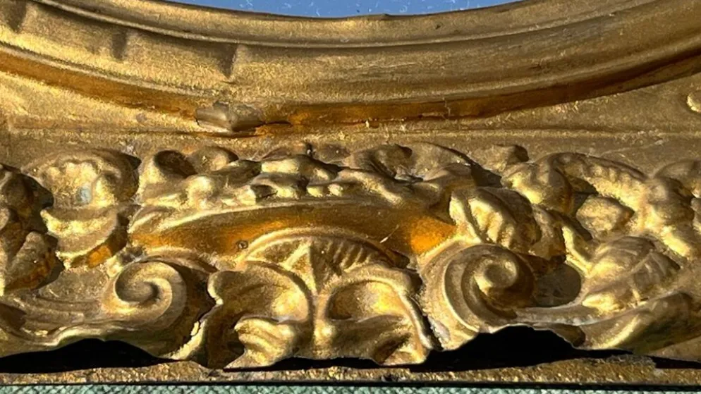 Miroir métal doré 27x 47 vintage
