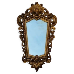 Miroir mural ancien en bois sculpté doré, style Louis XV, XIXe, 98 x 57 cm