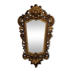 Miroir mural ancien en bois sculpté doré, style Louis XV, XIXe, 98 x 57 cm