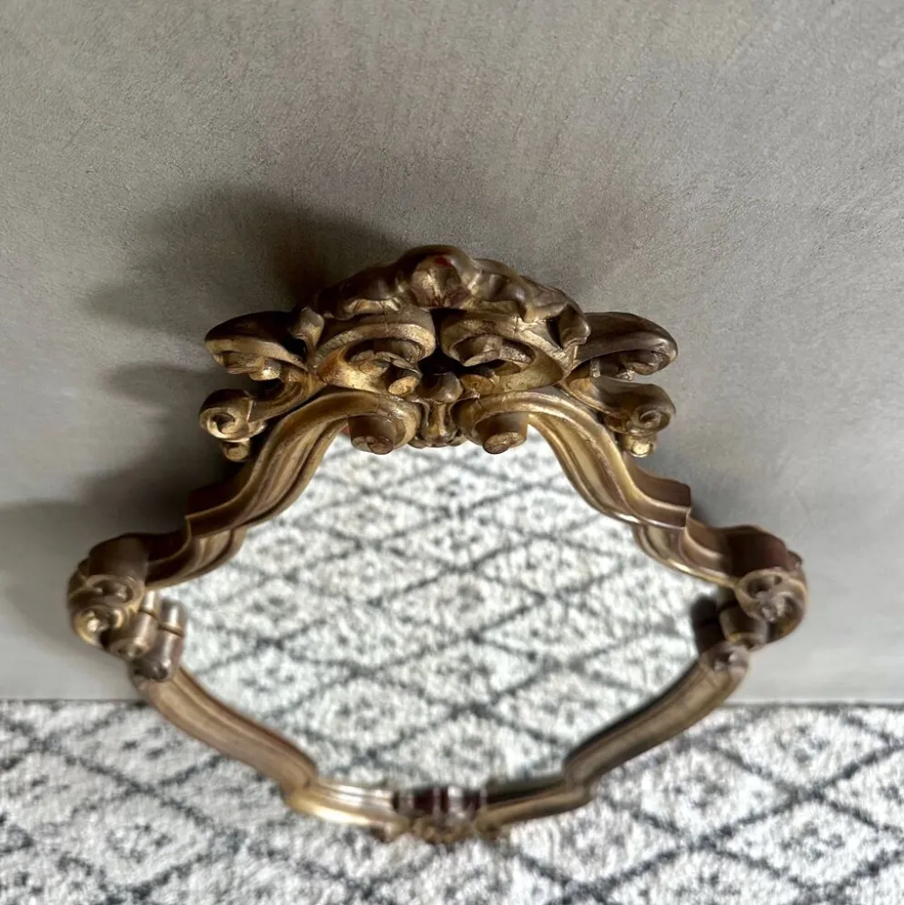 Miroir mural ancien, miroir baroque, miroir en bois doré