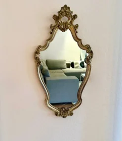 Miroir mural ancien, miroir baroque, miroir en bois doré