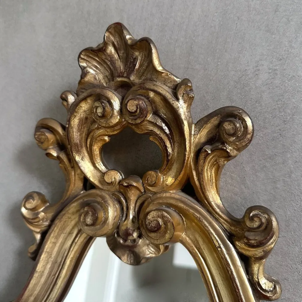 Miroir mural ancien, miroir baroque, miroir en bois doré