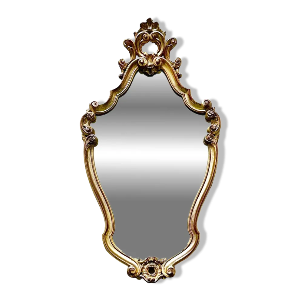 Miroir mural ancien, miroir baroque, miroir en bois doré