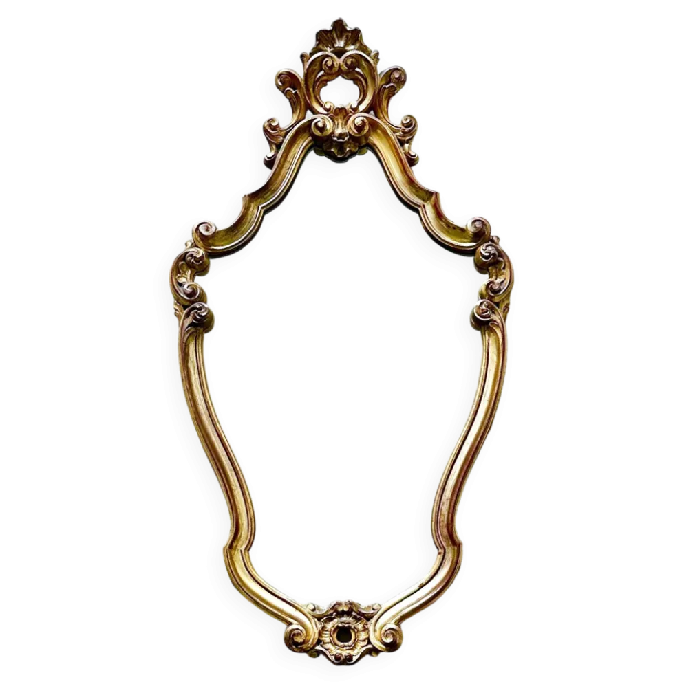 Miroir mural ancien, miroir baroque, miroir en bois doré