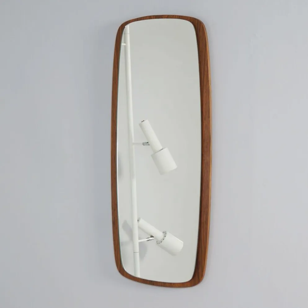 Miroir mural danois en teck, années 1960