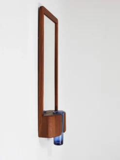 Miroir mural danois Jacob Hermann & Per Lütken et vase en verre Holmegaard, 1960s