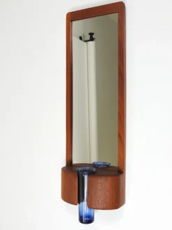 Miroir mural danois Jacob Hermann & Per Lütken et vase en verre Holmegaard, 1960s