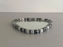Miroir mural de petite taille, triangle rond en céramique noir et blanc, années 1950, Allemagne