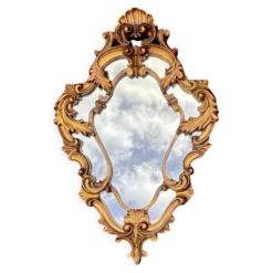 Miroir mural doré à parecloses style rococo Louis XV – années 50-60