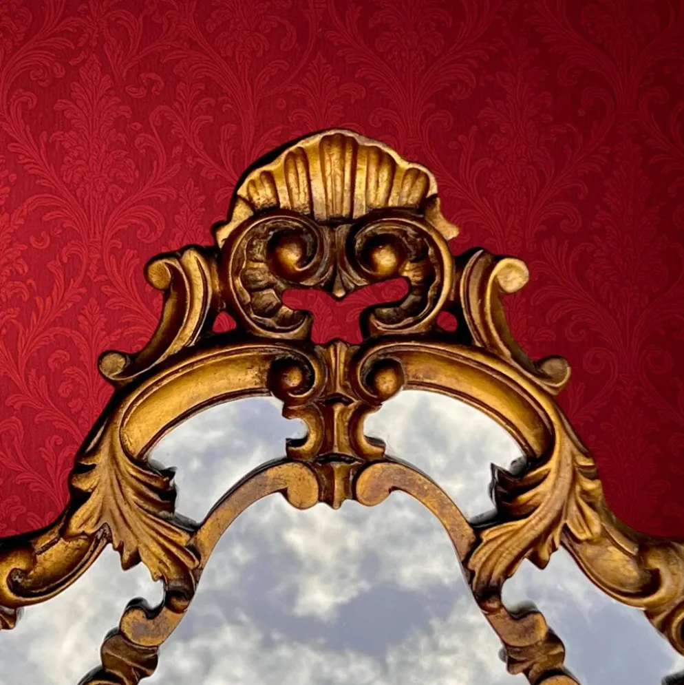 Miroir mural doré à parecloses style rococo Louis XV – années 50-60