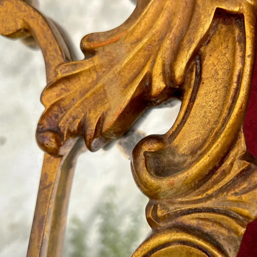Miroir mural doré à parecloses style rococo Louis XV – années 50-60