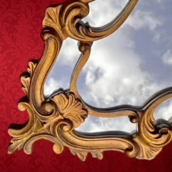Miroir mural doré à parecloses style rococo Louis XV – années 50-60