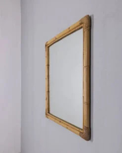 Miroir mural en bambou au design italien vintage des années 1960