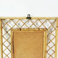 Miroir mural en bambou et rotin de style mid-century, Italie, années 1960