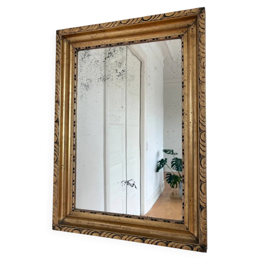 Miroir mural en bois doré antique français en or