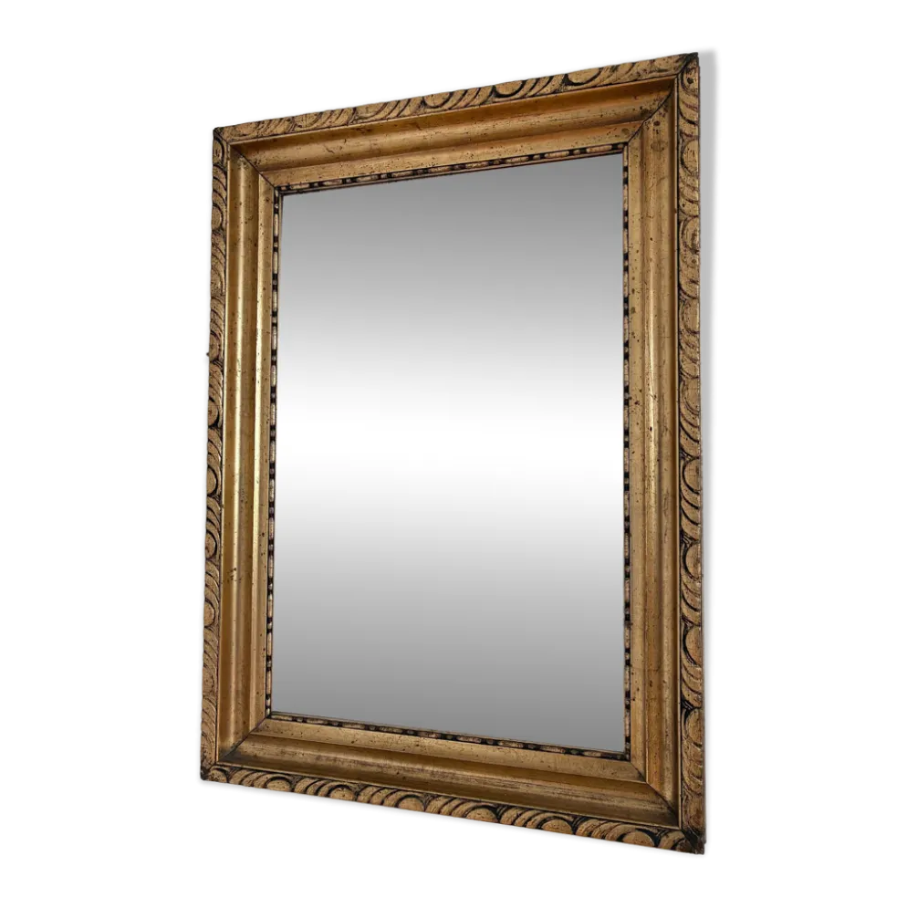 Miroir mural en bois doré antique français en or