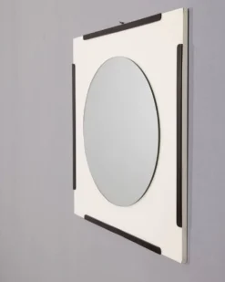 Miroir mural en bois vintage par les Sbrilli Fratelli, années 1970