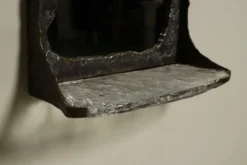 Miroir mural en bronze sculptural Lothar Klute avec étagère en verre des années 1990