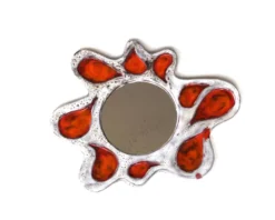 Miroir mural en céramique orange et gris, Vallauris années 60