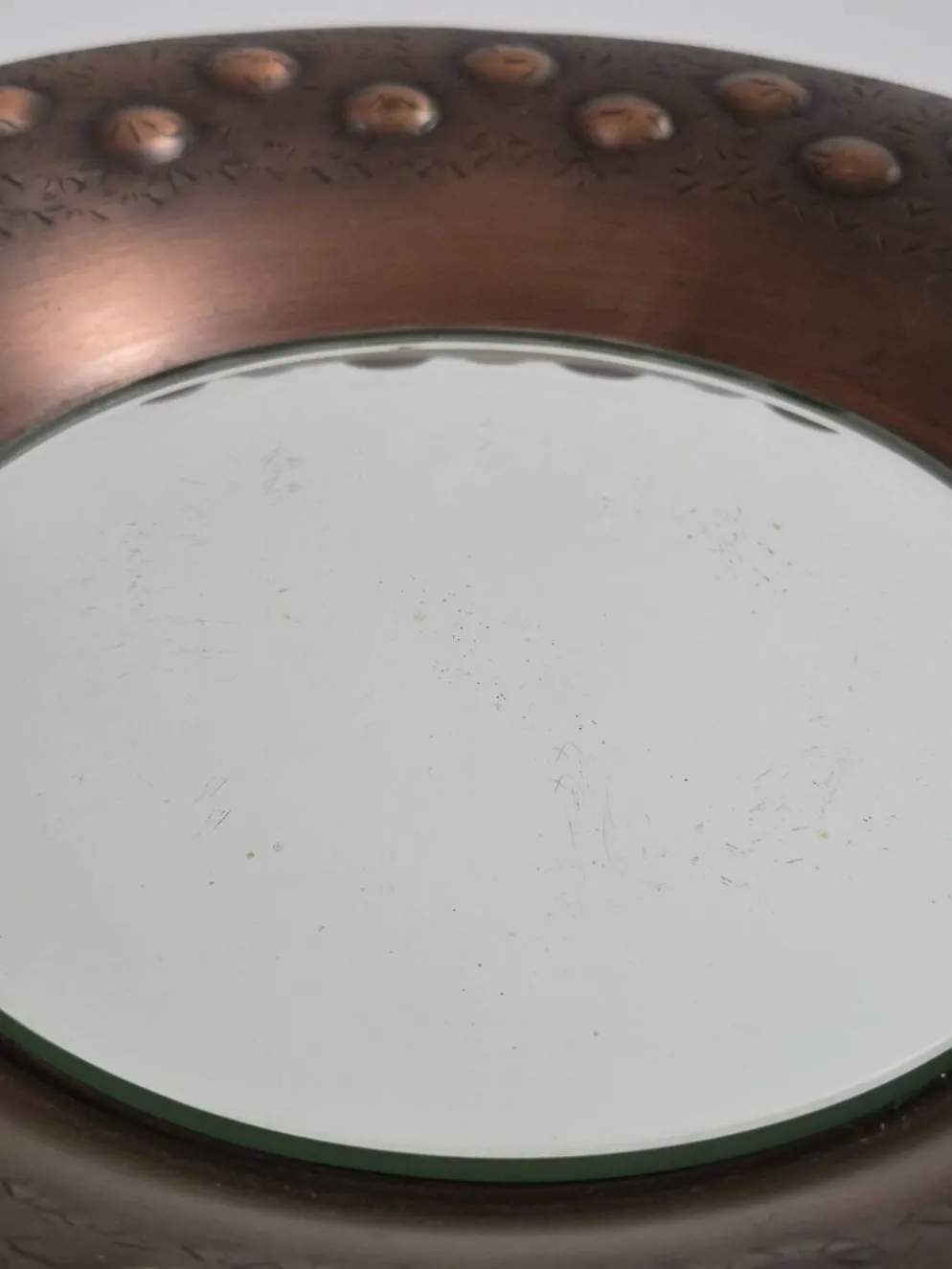 Miroir mural en cuivre fait main par Eugen Zint, milieu XXème