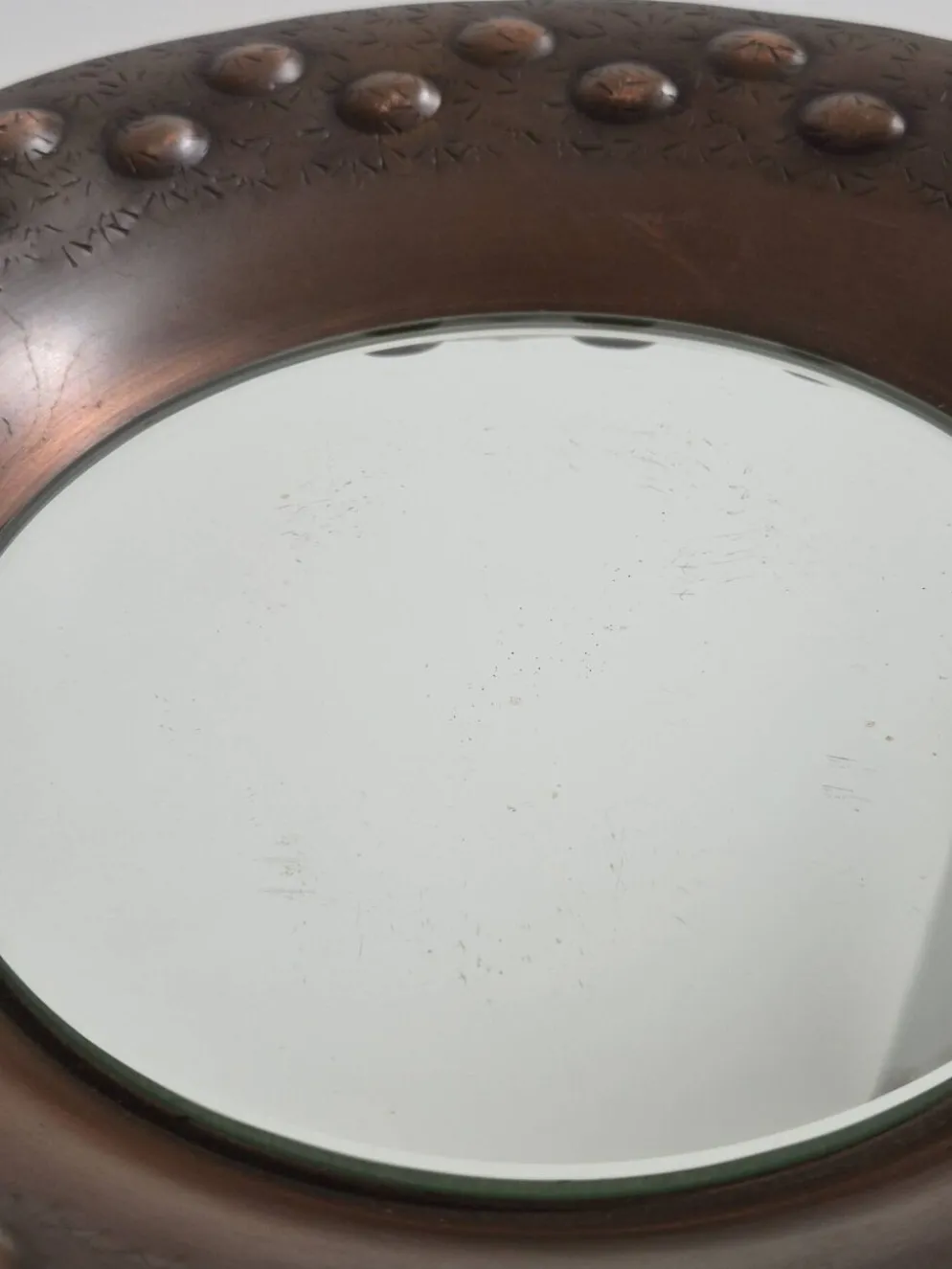 Miroir mural en cuivre fait main par Eugen Zint, milieu XXème